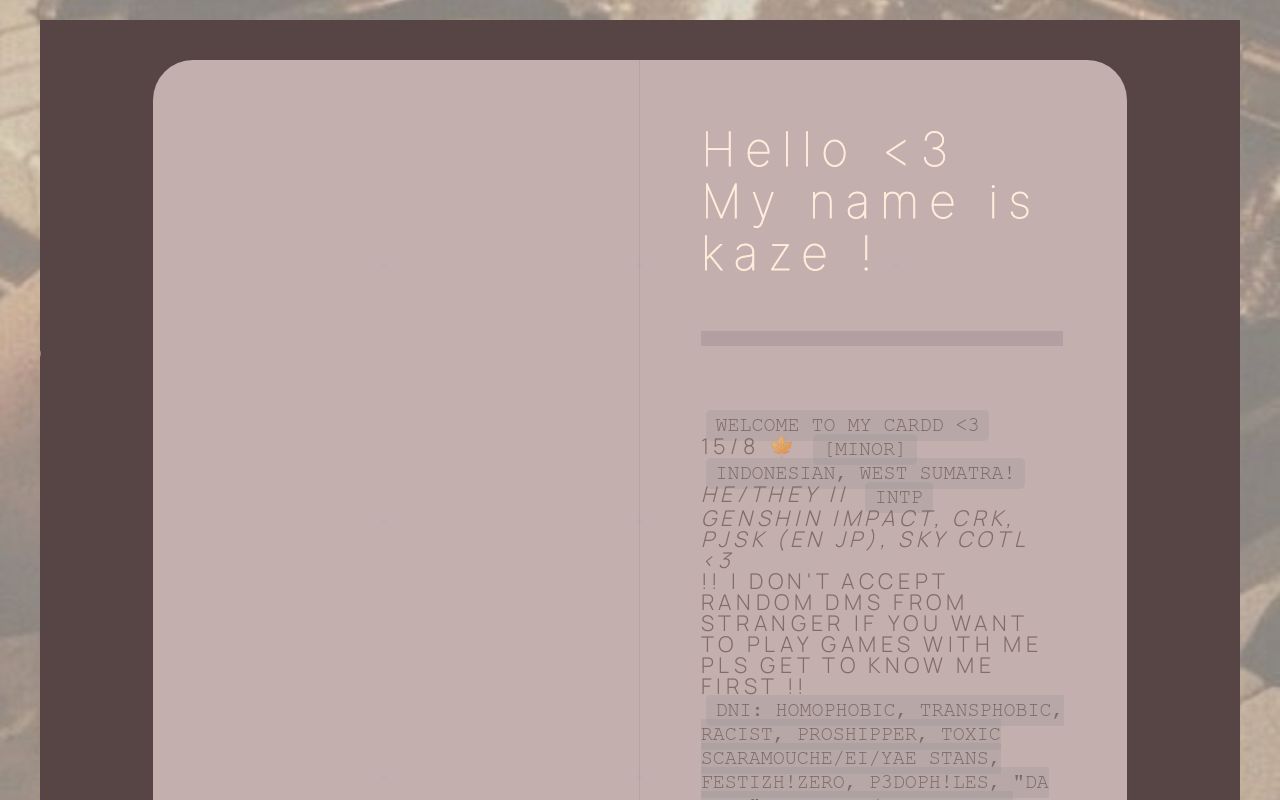 Carrd profile picture for @kazeno